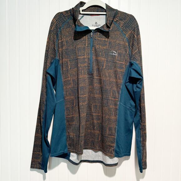 LL Bean Midweight Base Layer 1/4 Zip Shirt Geometric Mens XL - Picture 1 of 5